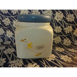 otagiri japan geese goose white blue 4.5" canister